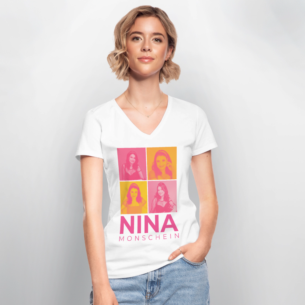 Nina Monschein 'Duocolor' V-Neck T-Shirt - white