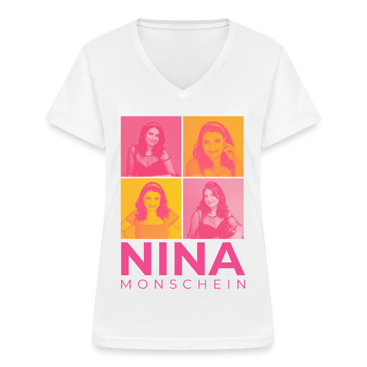 Nina Monschein 'Duocolor' V-Neck T-Shirt - white