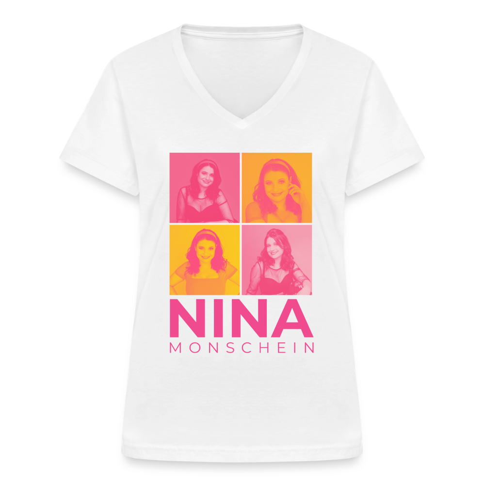 Nina Monschein 'Duocolor' V-Neck T-Shirt, weiß - white